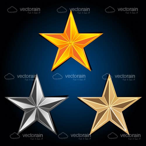 Abstract Gold, Silver and Bronze Stars